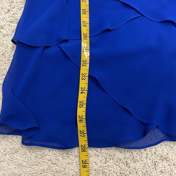 S Levine Rhinestone Neckline Tiered Ruffle Tank Blouse Bright Lapis Blue Size L - Picture 6 of 10